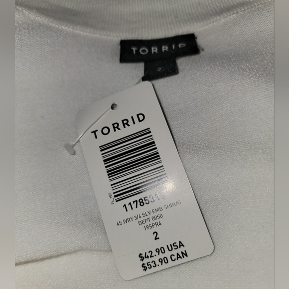 NEW NWT Torrid Plus Size Ivory Embellished Open Shrug/Sweater Size 2X - Picture 6 of 6